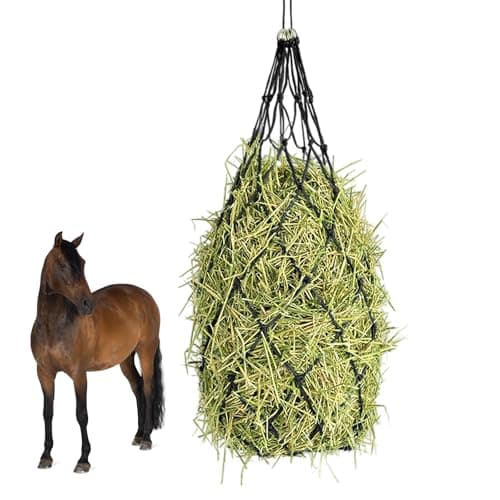 FerraDrend Noir Filet A Foin Chevaux 12,5 X 12,5 cm Maillage, Sac à Foin Filet de Nourriture pour Foin Maille avec Anneau de Fixation pour Chèvres, Moutons, Adapté Pâturage