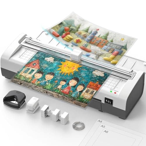Ablemark Plastifieuse A4, Thermique et Froid Machine à Plastifier avec 30 Feuille plastifieuse pour A4 A5 A6, 12in1 Plastifieuse avec Papier Massicot et Arrondisseur D'angle pour École Bureau Famille