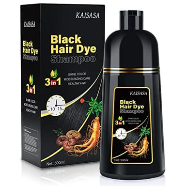 Shampoing Colorant Noir 3 en 1, Naturel Cheveux Blancs, Shampooing Teinture Instantanée pour Cheveux, Shampoing Couleur fur Femme Homme