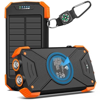 BLAVOR Batterie Externe Solaire 10000 mAh Qi Chargeur Rapide sans Fil pour l'extérieur Portable Power Bank Chargeur Solaire avec Panneau Solaire USB C Entrée pour téléphone Portable, Tablette