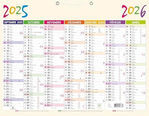Exacompta - 34280E - Calendrier Pep's - 43 x 33,5 cm - Septembre 2024 à septembre 2025 - Multicolore