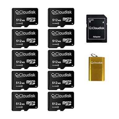 Clodisk Lot de 10 Cartes Micro SD 512 Mo (Pas Go) Lecteur de Carte Adaptateur microSD pour Petites données, fichiers, publicité (trop Petit pour Toutes Les vidéos)