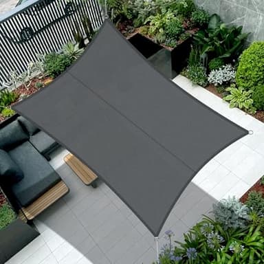 Cool Area Voile d'ombrage Rectangulaire 3x5m Imperméable Toile Ombrage 95% UV Protection Grande Taille pour Patio Balcon Jardin Terrasse Extérieur-Antracite