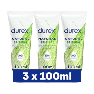 Durex Gels Lubrifiants Naturels Hydratants - Base Eau Orginal - Lot de 3 x 100 ml