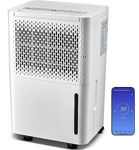 Pasapair Déshumidificateur Portable 12L pour des pièces jusqu'à 120m³(~20 m²),3 Modes, Affichage numérique, Capteur d'humidité, Arrêt automatique, Minuterie 24h pour la Salle de Bains,Chambre,Placard