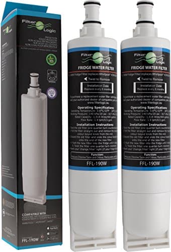 FilterLogic FFL-190W | 2x Filtre à eau compatible avec Whirlpool SBS200 484000008726 SBS002 - Hotpoint 46195027119 481248088024 - Wpro USC009 Clean Ice Water Filter Cartouche réfrigérateur américain
