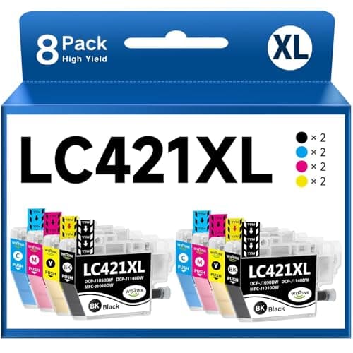 WYFYINK LC421XL Lot de 8 Cartouches d'encre Compatibles avec Brother LC421 LC421XL LC 421 XL avec Brother DCP-J1050DW MFC-J1010DW DCP-J1140DW