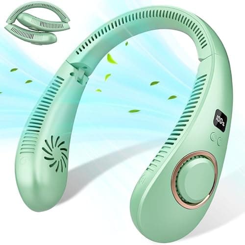 Ventilateur Tour de Cou,Ventilateur Cou Rechargeable avec Batterie 4000 mAh,Mini Ventilateur Portable Personnel Pliable Collier Neck Fan Visage,Design Casque Idee Cadeau Pour Enfant Femmes et Hommes