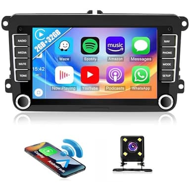 2G+32G CarPlay Autoradio pour VW Golf 5 Golf 6 Polo Tiguan,Écran 7 Pouces Android 13 Radio Voiture avec GPS Bluetooth Android Auto WiFi FM/RDS USB+Caméra de Recul