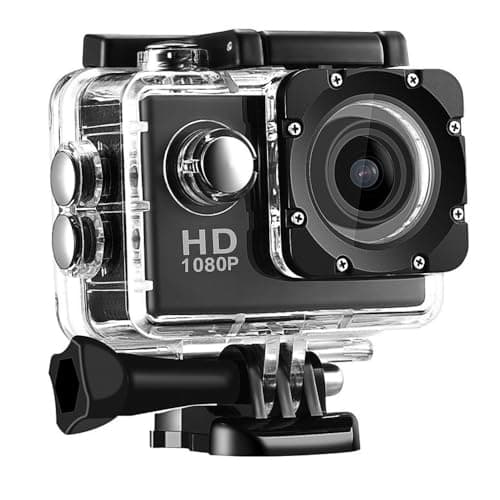BSLVWG Caméra d'action 1080p 12 MP WiFi étanche 30 m pour Vlog avec écran LCD ultra HD 170° grand angle anti-secousses 5,1 cm avec kit d'accessoires pour plongée/vélo/natation