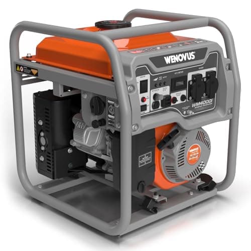 WENOVUS Groupe Électrogène d'Essence 3800W Inverter Generateur Silencieux, 4 Temps|2x230V|Groupe Générateur de Secours Essence, Pour lgarage atelier camping maison