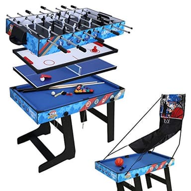HLC 5en1 Billard Table/ping-Pong Table/Mini Panier Basket/Baby-Foot/Hockey Table pour Enfants et Adultes Table Multi-Jeux Parfaite pour Les Cadeaux d'anniversaire et de fête Divertissement à Domicile