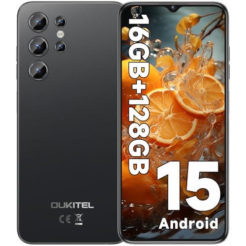 OUKITEL C1 Smartphone Pas Cher Android 15, 16(4+12)Go +128Go(TF 1TB) Telephone Portable Pas Cher, 6.52" HD+ Écran, 5150mAh Telephone, 13MP+5MP Téléphone Gaming, Triple 4G SIM/GPS/Fingerprint/OTG/3.5mm