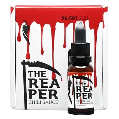 The Reaper 20 ml – Sauce Piquante Carolina Reaper Extrême – 96.581 SHU – Fermentée & Vegan – Style Louisiana – Pour Vrais Amateurs de Piment