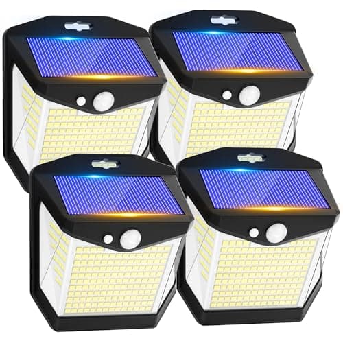 Vanranger Lampe Solaire Exterieur Détecteur Mouvement - 248 LED Lumiere Solaire Exterieur IP65 Etanche éclairage 270° Sécurité sans Fil lampe Mural Applique Exterieur pour Jardin Lot de 4