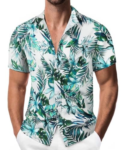 Suwangi Chemises Hawaïenne Homme Chemises A Manches Courtes Funky Hawaïenne Chemises avec Poche-Avant Casual Ete Plage