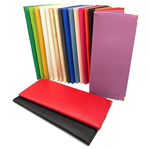 Charmoni - étui Pochette Porte chéquier Longue - Porte Carte crédit, Billet - Talon à Gauche - en Cuir (Cuir, doré)