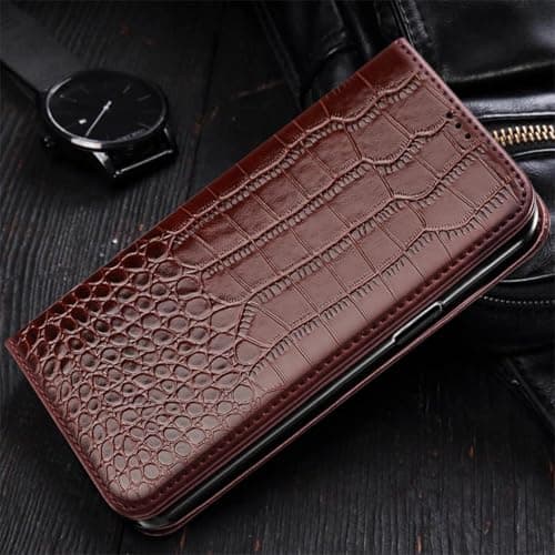 JIASHM Étui Portefeuille en Cuir de Luxe pour iPhone 14 Pro Max (Marron foncé)