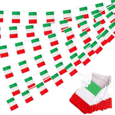 CATOR 6,8M Guirlande Drapeau Italie,20 Drapeaux du Italie 14 x 21cm,pour Decoration Fete Italie Coupe du Monde Fête Nationale Euro Foot Match Stade Bar Jardin