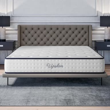 COSMOS - Matelas Upsilon 140x190-24 cm - Hybride - Ressorts Ensachés - Accueil Mousse à mémoire + Blue Latex - Confort Mi-Ferme - 7 Zones - Réversible - Sommeil Isolé - Fabriqué en Europe