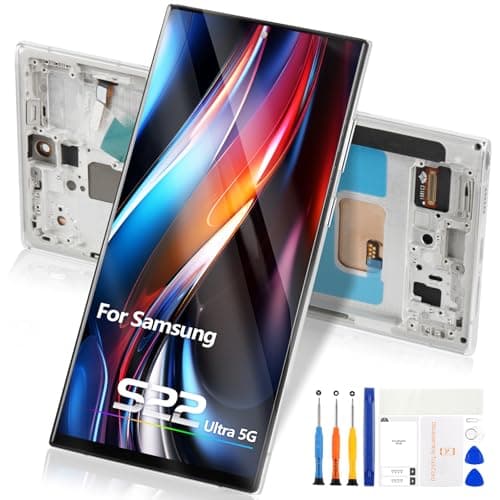 Atwist Écran LCD pour Samsung Galaxy S22 Ultra 5G S908 - pour Samsung S22 Ultra LCD Digitizer SM-S908 SM-S908U SM-S908W LCD Écran Tactile Verre Assemblage avec cadre (Sliver)