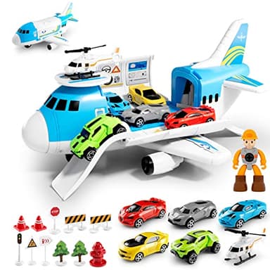 Anby families Jouet Enfant 3 Ans Garçons Filles,Voiture Jouets,19 en 1 Avion Transporteur Véhicules,Cadeau