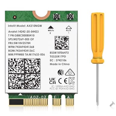 WAVLINK WiFi 6E Carte sans Fil,Intel AX210 Adaptateur Réseau Tri-bande 5400Mbps 2.4GHz/5GHz/6GHz avec Bluetooth 5.3 pour Ordinateur Portable,Latence Ultra-faible,Support Windows 10/11 (64bit) M.2/NGFF