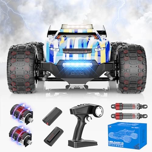 EVARY Voiture Télécommandée 1:16 4WD, 2,4 GHz RC Voiture Haute Vitesse Moteur sans Balais 60+km/h, 4x4 Buggy Voiture Tout Terrain pour Adultes avec 2S Batteries pour 35mins