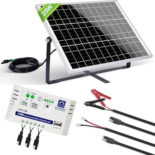 ECO-WORTHY Kit Panneau Solaire 25W 12V MONO : 25W Panneau Solaire + Support de Montage + Câble de connexion SAE + Contrôleur de charge 10A pour voiture RV Marine Boat