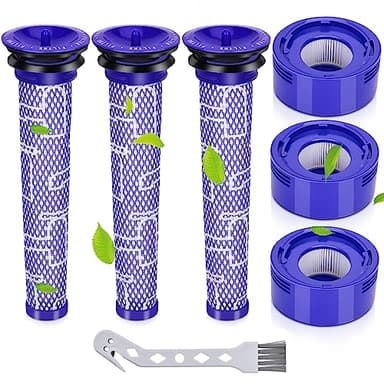 Filtres de Rechange Aspirateur pour Dyson V8 V7 Absolute Animal Motorhead, 3 Post-filtres HEPA, 3 pré-filtres, pièce de Rechange,Remplace les Pièces # 965661-01 et 967478-01