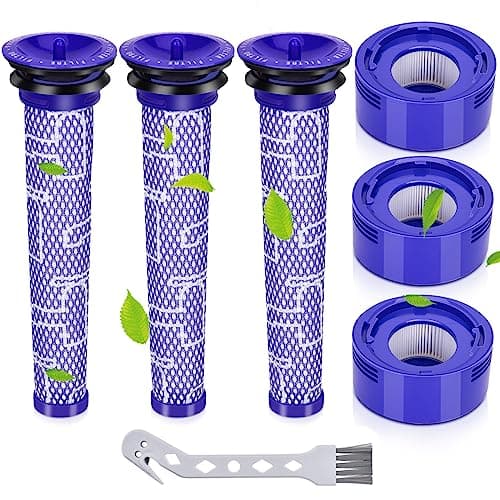 Filtres de Rechange Aspirateur pour Dyson V8 V7 Absolute Animal Motorhead, 3 Post-filtres HEPA, 3 pré-filtres, pièce de Rechange,Remplace les Pièces # 965661-01 et 967478-01