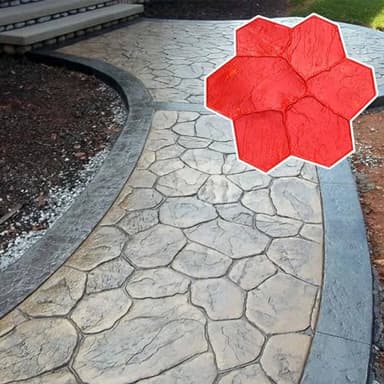 Moule Beton Mat D'imprimerie de Ciment Robuste avec Poignée, Texte de Texturation en Béton Moule de Tampons pour Le Jardin, Passerelles, Outils Décoratifs de Matrices de Sol de Motif de Pierre