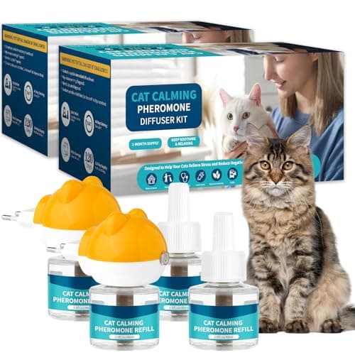 VICSOM Diffuseur Pheromones Chat 6 en 1-120 Jours Diffuseur Feromone pour Chat - Calmant Anti Stress et Réduisent l'Anxiété, Kit Diffuseur Pheromone Chat (2 Diffuseurs + 4 Recharges 48 ML)