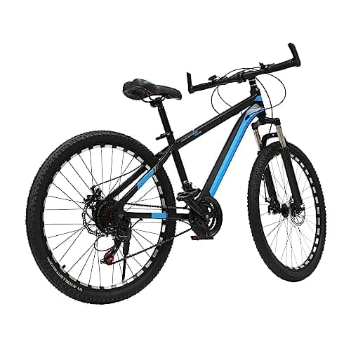 UESUENYENS VTT 26", pour homme et femme, dérailleur à 21 vitesses, VTT pour adultes et adolescents, Hardtail Trail avec freins à disque mécaniques à l'avant et à l'arrière (noir bleu)