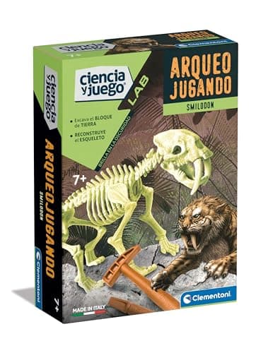 Clementoni 55544 Archéoplay Smilodon Phosphorescent Jeu de Sciences, pour Assembler Votre Propre Dinosaure Phosphorescent et découvrir la Science de l'archéologie, à partir de 7 Ans