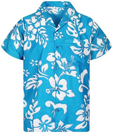 King Kameha Funky-Chemise-Hawaienne, Manche-Courte, Hibiscus, Turquoise, L
