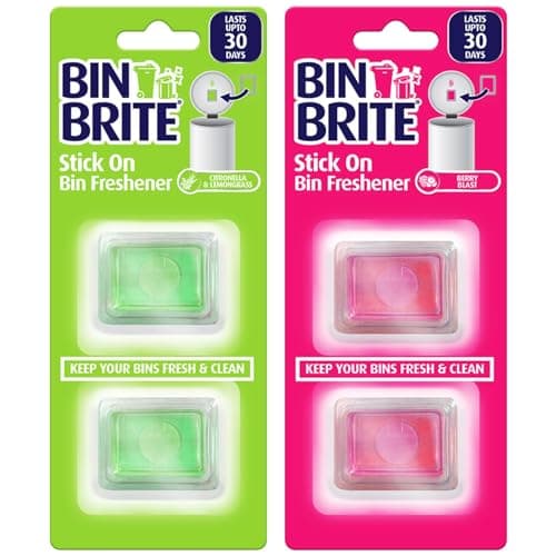 NTI 4 x désodorisant à Coller pour poubelles fraîches avec pédale pivotante, Parfum d'air, Souffle de Baies | Citronnelle et citronnelle | P&P GRATUITS au Royaume-Uni