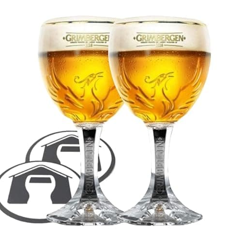 GarageBar Verres Grimbergen | Verres 33 cl | Produit officiel | Livré avec 2 tapis anti-goutte à bière (2 verres)