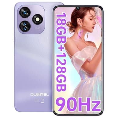 OUKITEL C51 Téléphone Portable - 6.8 Pouces, 5150mAh Smartphone Android 14,18 GO (6+12) RAM +128GO, Téléphone Portable Pas Cher 4G,Octa Core,13MP+5MP/90 HZ/Face ID/GPS/2Ans de Garantie,Violet
