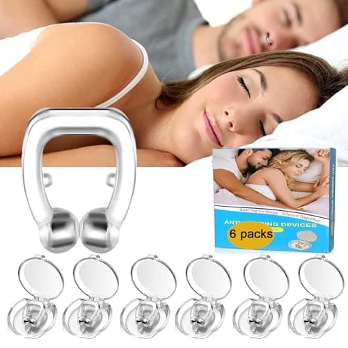 6PCS Pince à Nez Anti Ronflement, Clip de Nez en Dilatateur Nasal Réutilisable Silicone Magnétique Dispositifs anti-ronflement Améliore la Respiration Empêcher Pince à Nez