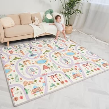 Tapis D'éveil Bébé Pliable Epais Réversible 180x200x1.5cm - Tapis De Jeu Pour Enfant Bebe, Tapis De Sol XXL En Mousse - Tapis De Motricité Favorisant Le Développement Sensoriel - Cadeau Naissance Bébé