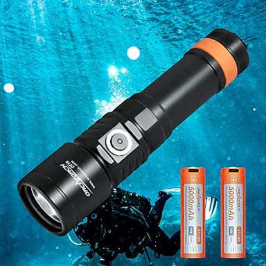 ORCATORCH D710 Lampe Plongée Sous Marine, 3000 Lumens Lampe de Plongée avec Faisceau Étroit de 6 Degrés, Étanche IP68 150M Lampe de Poche avec Indicateur de Batterie
