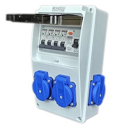 RoadEu - Répartiteur de Courant 230V, 4x Prises intégrées au Tableau Électrique avec Disjoncteur Différentiel 30mA Coffret Electrique équipé de 4x Disjoncteur 16A. Distributeur avec TableauÉlectrique