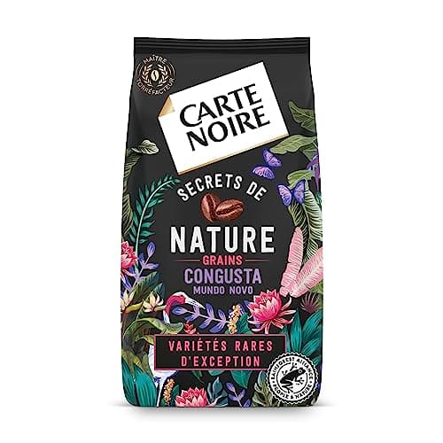 CARTE NOIRE - Café Grain Carte Noire "Secrets de Nature" - Congusta & Mundo Novo - Certifié Rainforest Alliance - Paquet de 1 kg - Fabriqué en France