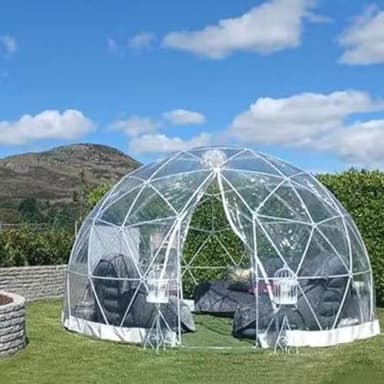 twostronking Serre Dôme Géodésique avec Couverture Transparente en PVC, 12 Pieds De Diamètre, 10 Niveaux Coupe-Vent, Vue Panoramique à 360°, Convient pour L'extérieur, La Terrasse, La Fête