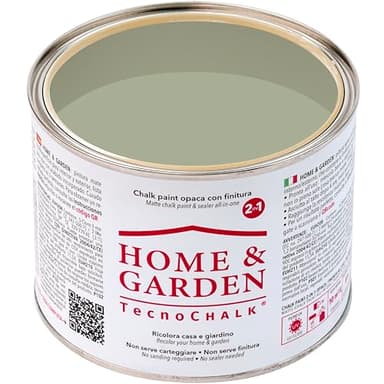 TecnoChalk® Home & Garden Peinture à la Craie Extra Résistante – Pas de Finition Nécessaire – Sans Ponçage, Maison et Jardin – Peinture Tout-en-Un – Sans Solvants – Couleur Sage (500 ml)