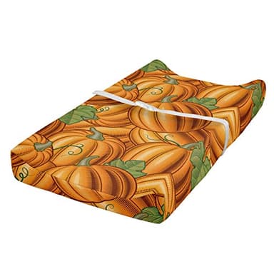 ABAKUHAUS Récolte Housse de Matelas à Langer pour Bébé, Vibrant Couleur Pumkins, Housse Douce pour Matelas à Langer avec Trous, vert orange
