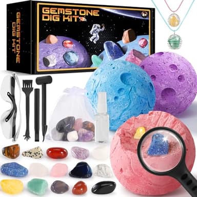 Perbabe Pierre Precieuse, Fabrication de Collier Cristaux et Pierres PréCieuses Stem Experiences Scientifiques Enfants pour 6+ Kits Excavation pour GarçOn et Fille Cadeau de Pâques