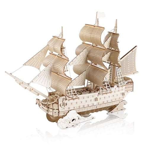 Comfoyar Puzzle 3D Bateau à Voile, Maquette en Bois a Construire Adulte, Bricolage Jouet de Construction Bois, Kit Artisanat DIY, Cadeaux Noël Anniversaire Saint Valentin pour Homme Femmes