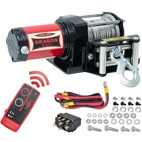 Dragon Winch Treuil électrique 12V Palan électrique série Maverick 3000 lbs / 1360 kg, avec câble en acier 10m pour Charrues, Quads, ATV, UTV | incl. télécommande sans fil + accessoires treuil